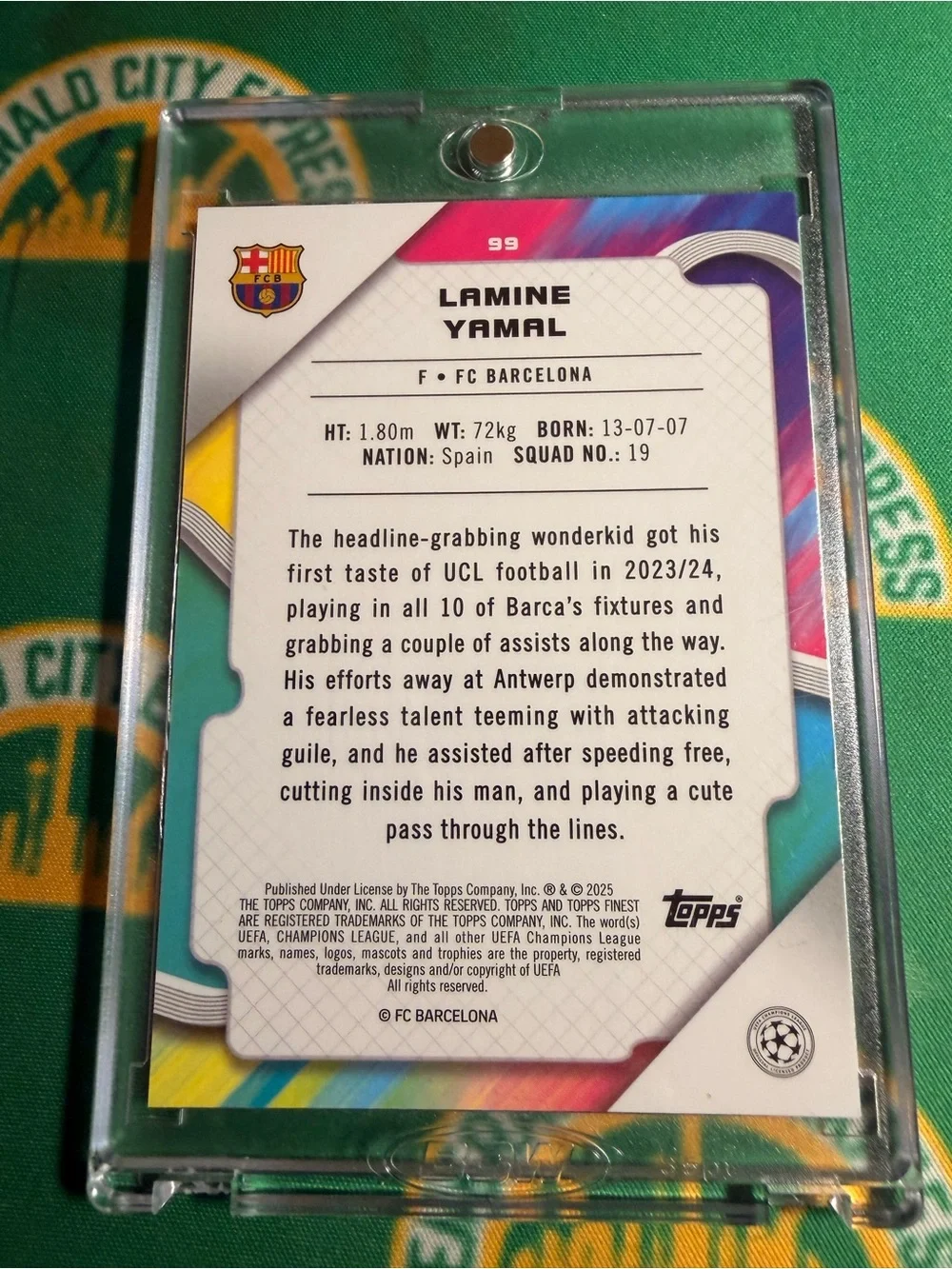 Topps Finest Lamine Yamal Red Blue Holographic Parallel   116/125 - Picture 2 of 2